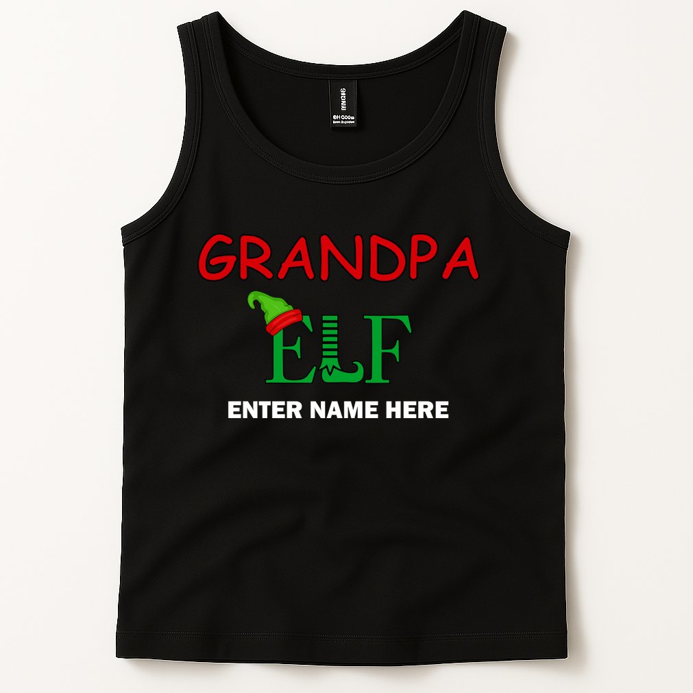 Personalize Grandpa Elf Custom Family Matching Christmas Tank Top
