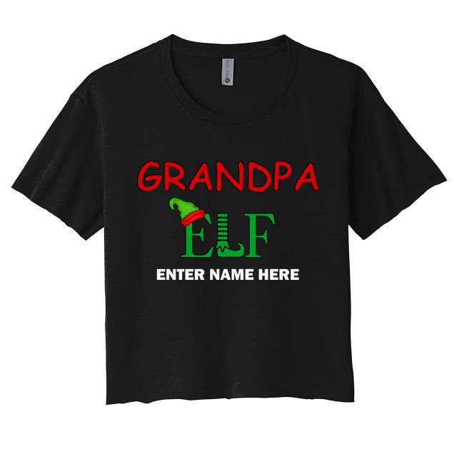 Personalize Grandpa Elf Custom Family Matching Christmas Crop Top