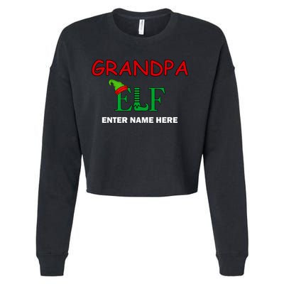 Personalize Grandpa Elf Custom Family Matching Christmas Cropped Pullover Crew