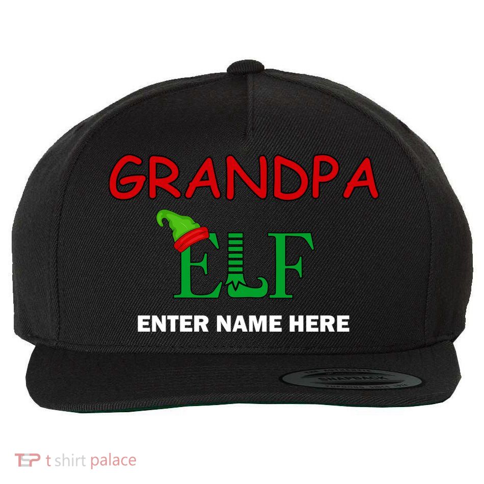 Personalize Grandpa Elf Custom Family Matching Christmas Wool Snapback Cap