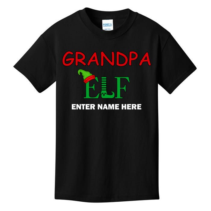 Personalize Grandpa Elf Custom Family Matching Christmas Kids T-Shirt