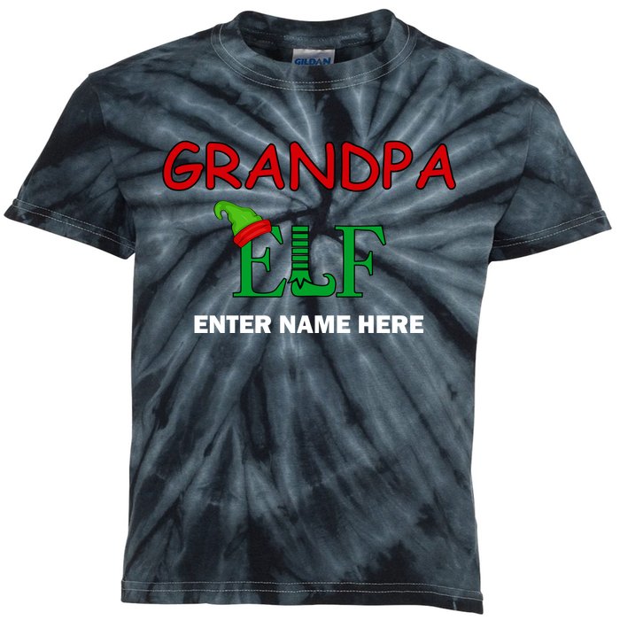 Personalize Grandpa Elf Custom Family Matching Christmas Kids Tie-Dye T-Shirt