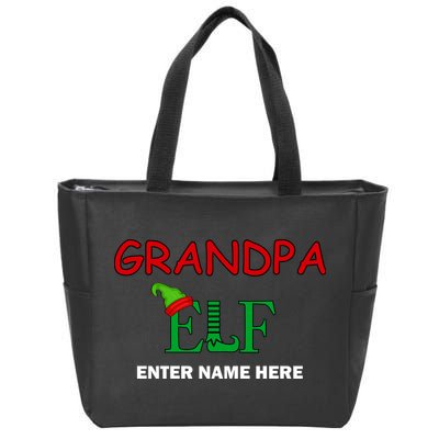 Personalize Grandpa Elf Custom Family Matching Christmas Zip Tote Bag