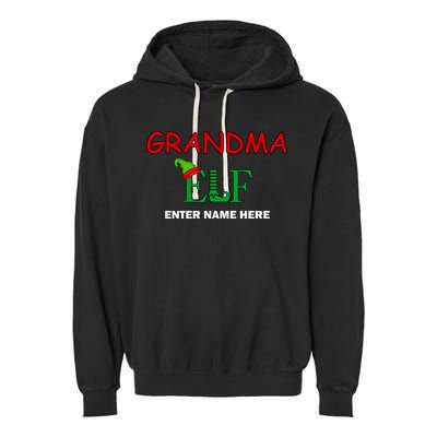 Personalize Grandma Elf Custom Family Matching Christmas Garment-Dyed Fleece Hoodie