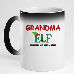 Personalize Grandma Elf Custom Family Matching Christmas 11oz Black Color Changing Mug