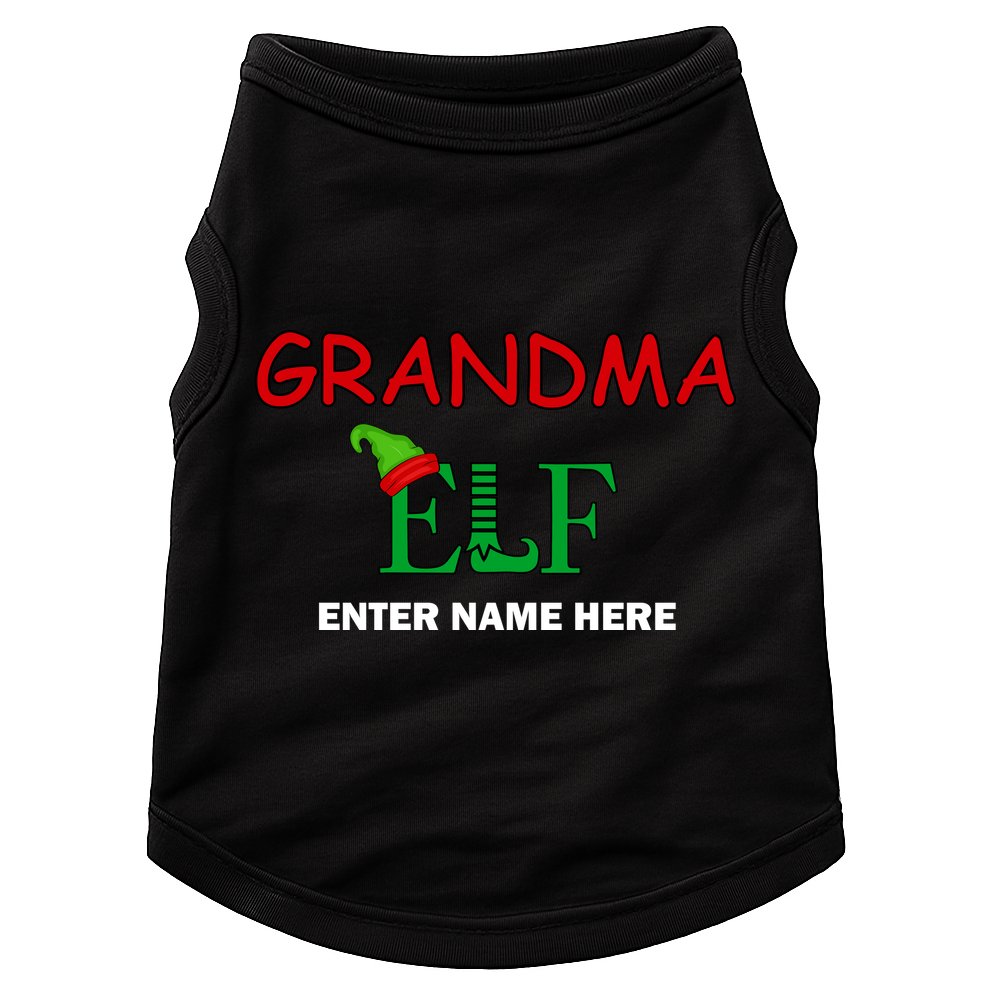 Personalize Grandma Elf Custom Family Matching Christmas Doggie Tank