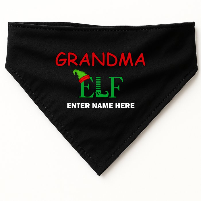 Personalize Grandma Elf Custom Family Matching Christmas USA-Made Doggie Bandana