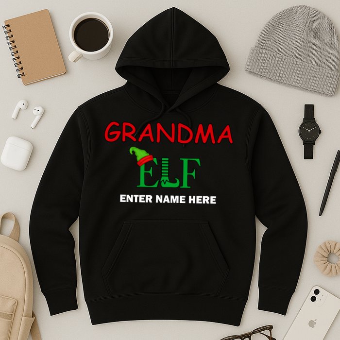 Personalize Grandma Elf Custom Family Matching Christmas Hoodie