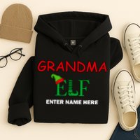 Personalize Grandma Elf Custom Family Matching Christmas Hoodie