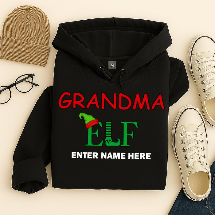 Personalize Grandma Elf Custom Family Matching Christmas Hoodie