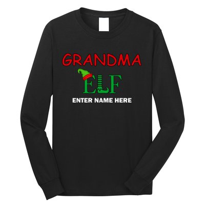 Personalize Grandma Elf Custom Family Matching Christmas Long Sleeve Shirt