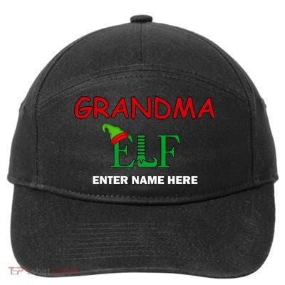 Personalize Grandma Elf Custom Family Matching Christmas 7-Panel Snapback Hat