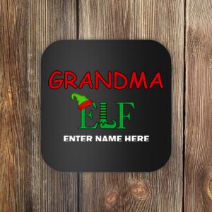 Personalize Grandma Elf Custom Family Matching Christmas Coaster