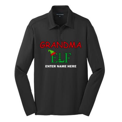 Personalize Grandma Elf Custom Family Matching Christmas Silk Touch Performance Long Sleeve Polo