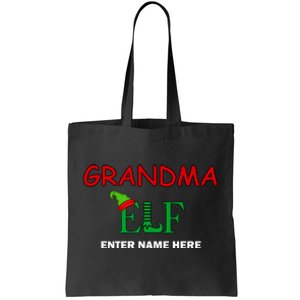 Personalize Grandma Elf Custom Family Matching Christmas Tote Bag