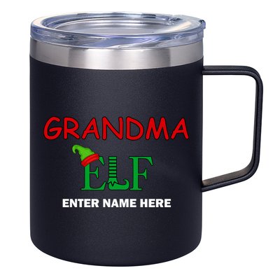 Personalize Grandma Elf Custom Family Matching Christmas 12oz Stainless Steel Coffee Mug