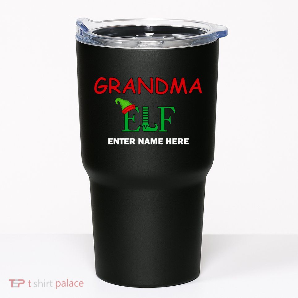 Personalize Grandma Elf Custom Family Matching Christmas Tumbler
