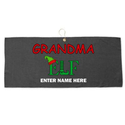 Personalize Grandma Elf Custom Family Matching Christmas Large Microfiber Waffle Golf Towel