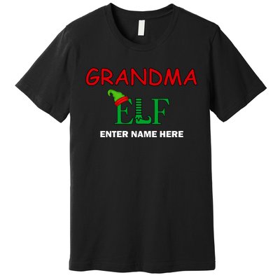 Personalize Grandma Elf Custom Family Matching Christmas Premium T-Shirt