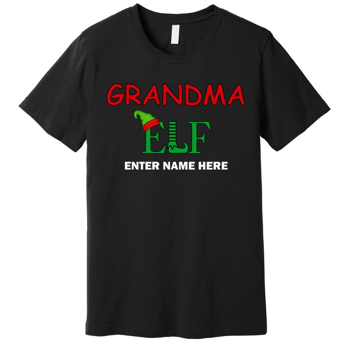 Personalize Grandma Elf Custom Family Matching Christmas Premium T-Shirt