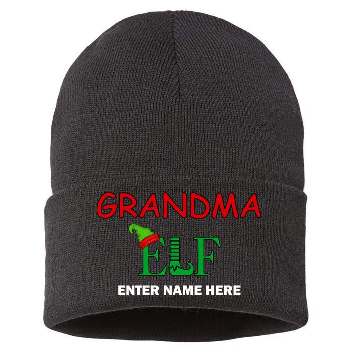 Personalize Grandma Elf Custom Family Matching Christmas Sustainable Knit Beanie