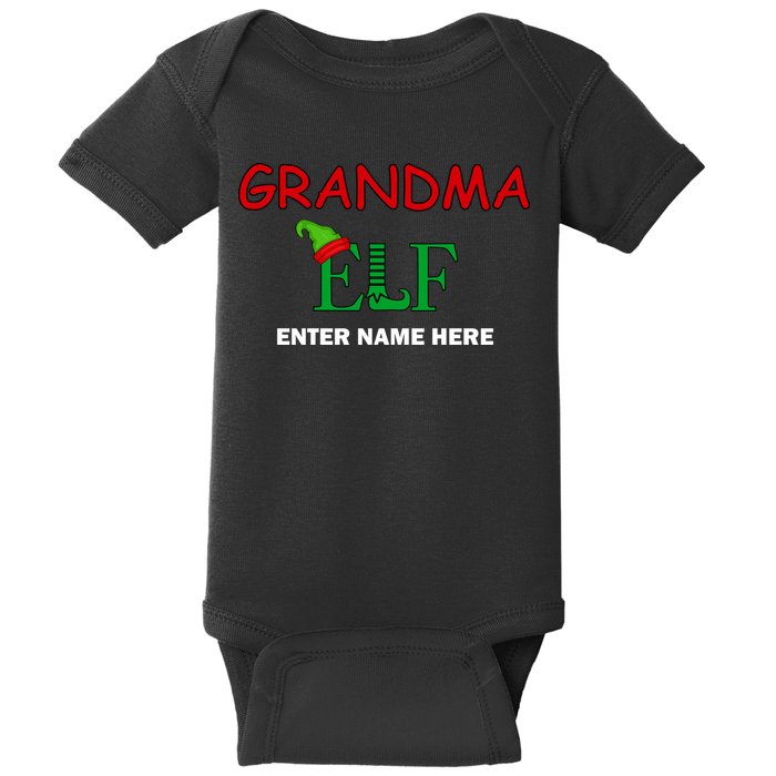 Personalize Grandma Elf Custom Family Matching Christmas Baby Bodysuit