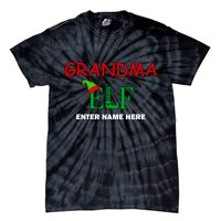 Personalize Grandma Elf Custom Family Matching Christmas Tie-Dye T-Shirt