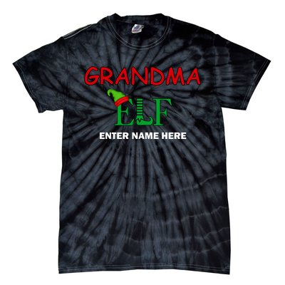 Personalize Grandma Elf Custom Family Matching Christmas Tie-Dye T-Shirt