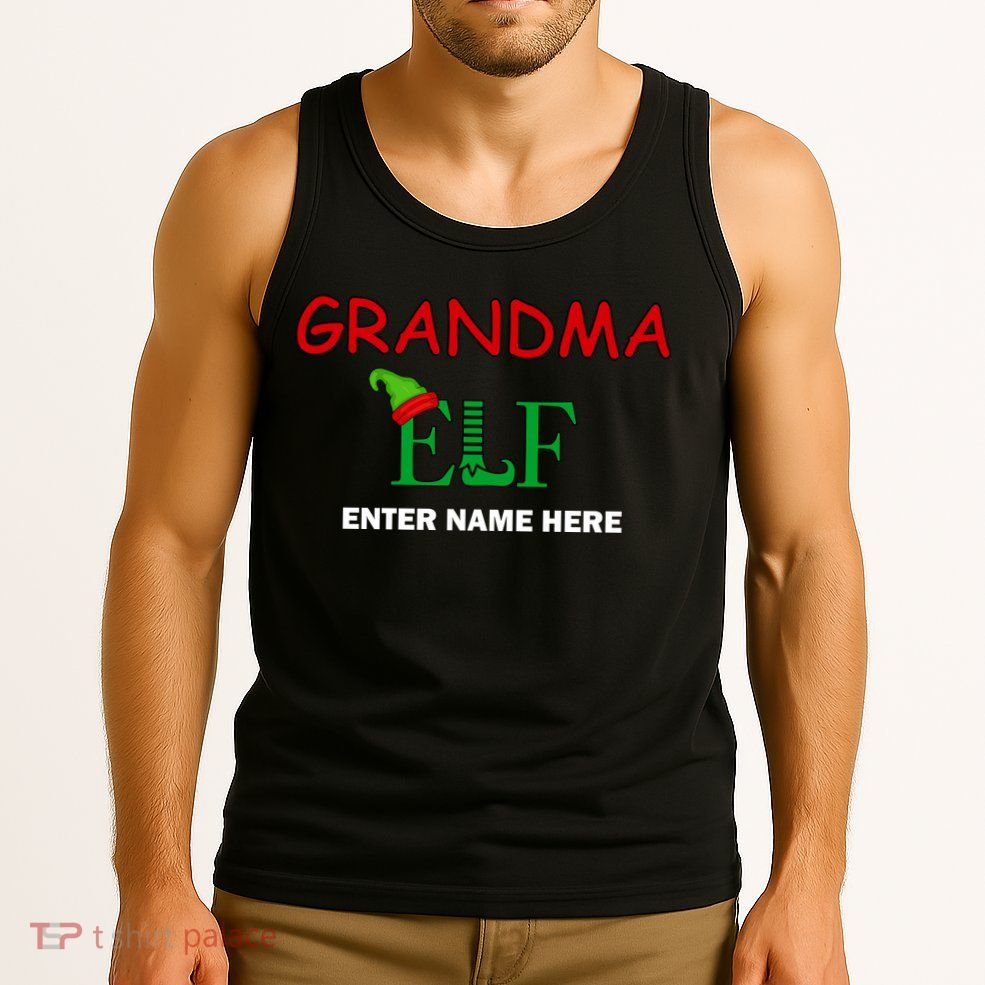 Personalize Grandma Elf Custom Family Matching Christmas Tank Top