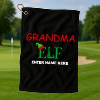 Personalize Grandma Elf Custom Family Matching Christmas Golf Towel