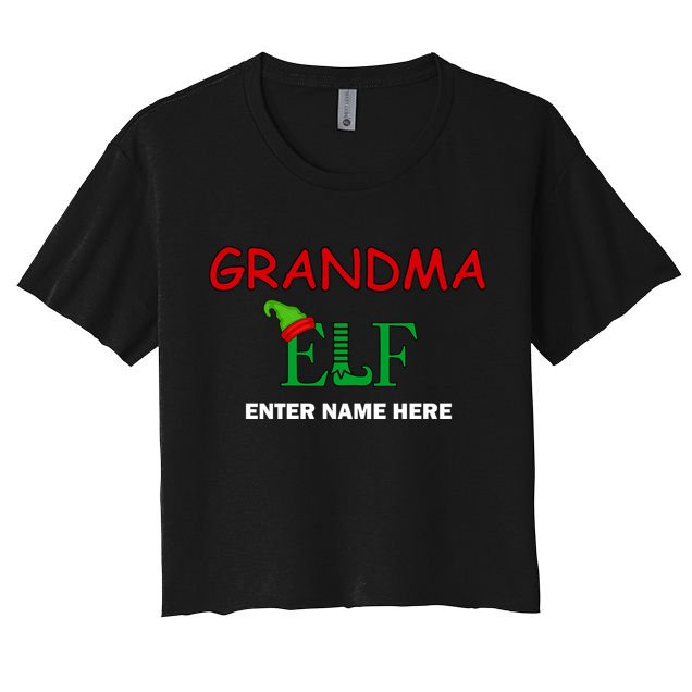 Personalize Grandma Elf Custom Family Matching Christmas Crop Top
