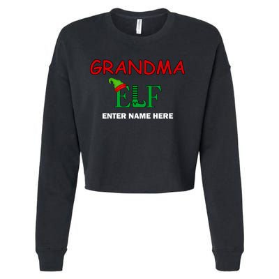 Personalize Grandma Elf Custom Family Matching Christmas Cropped Pullover Crew
