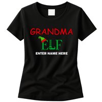 Personalize Grandma Elf Custom Family Matching Christmas Womens T-Shirt