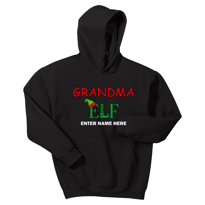 Personalize Grandma Elf Custom Family Matching Christmas Kids Hoodie