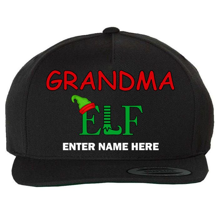 Personalize Grandma Elf Custom Family Matching Christmas Wool Snapback Cap