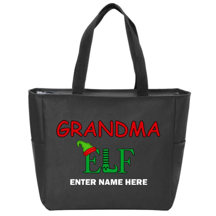 Personalize Grandma Elf Custom Family Matching Christmas Zip Tote Bag