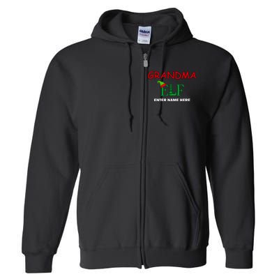 Personalize Grandma Elf Custom Family Matching Christmas Full Zip Hoodie