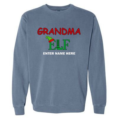 Personalize Grandma Elf Custom Family Matching Christmas Garment-Dyed Sweatshirt