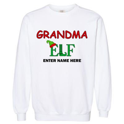 Personalize Grandma Elf Custom Family Matching Christmas Garment-Dyed Sweatshirt