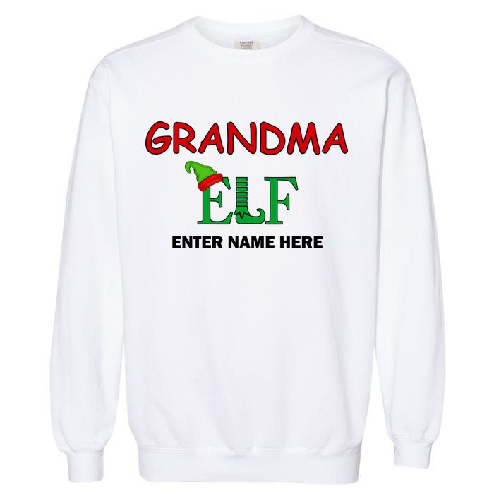Personalize Grandma Elf Custom Family Matching Christmas Garment-Dyed Sweatshirt