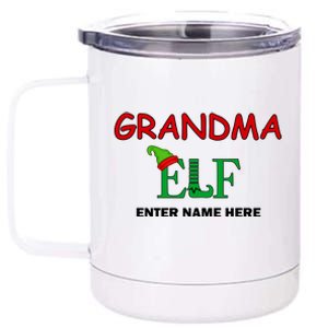 Personalize Grandma Elf Custom Family Matching Christmas 12 oz Stainless Steel Tumbler Cup