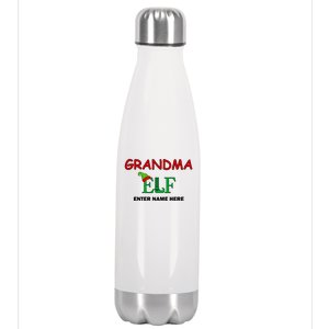 Personalize Grandma Elf Custom Family Matching Christmas Stainless Steel Insulated Water Bottle