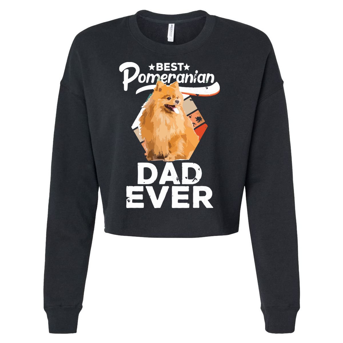 Pomeranian Gifts For Men Best Pomeranian Dad Ever Cropped Pullover Crew