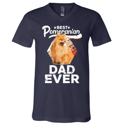 Pomeranian Gifts For Men Best Pomeranian Dad Ever V-Neck T-Shirt