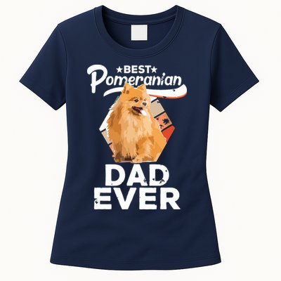 Pomeranian Gifts For Men Best Pomeranian Dad Ever Womens T-Shirt