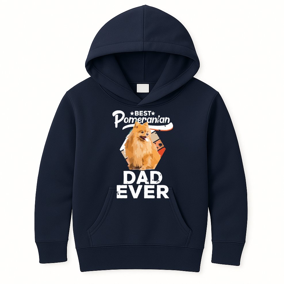 Pomeranian Gifts For Men Best Pomeranian Dad Ever Kids Hoodie