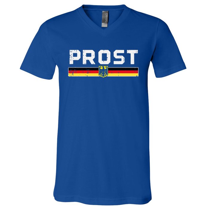 Prost German Flag Crest Eagle Bavarian Oktoberfest V-Neck T-Shirt