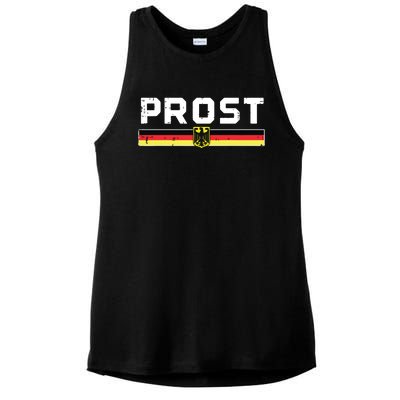 Prost German Flag Crest Eagle Bavarian Oktoberfest Ladies PosiCharge Tri-Blend Wicking Tank