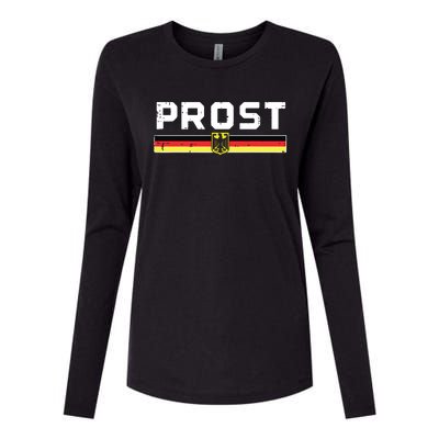 Prost German Flag Crest Eagle Bavarian Oktoberfest Womens Cotton Relaxed Long Sleeve T-Shirt