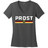 Prost German Flag Crest Eagle Bavarian Oktoberfest Women's V-Neck T-Shirt